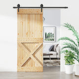 VidaXL Schiebetür mit Beschlägen 85x210 cm massives Kiefernholz