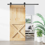 VidaXL Schiebetür mit Beschlägen 90x210 cm massives Kiefernholz