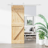 VidaXL Schiebetür mit Beschlägen 70x210 cm massives Kiefernholz