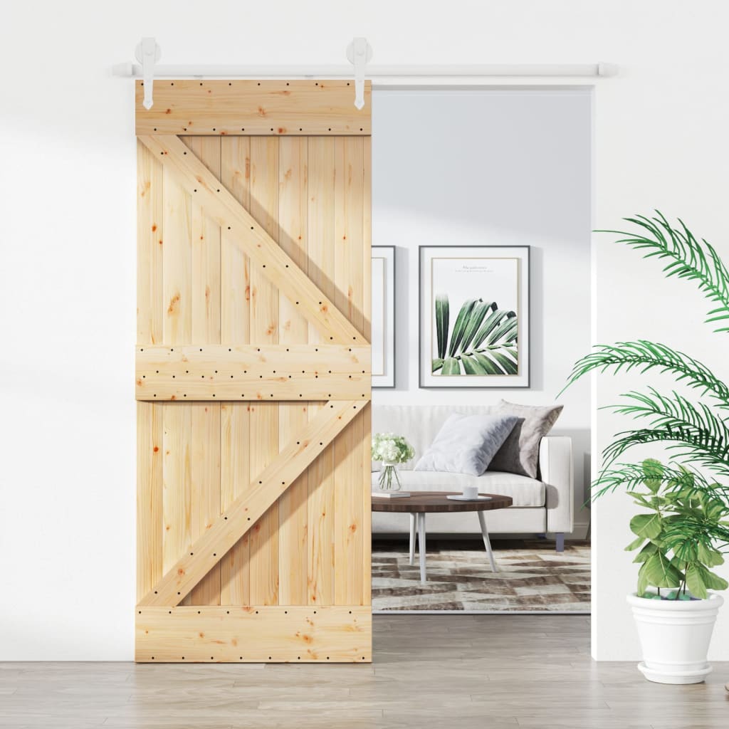 VidaXL Schiebetür mit Beschlägen 85x210 cm massives Kiefernholz
