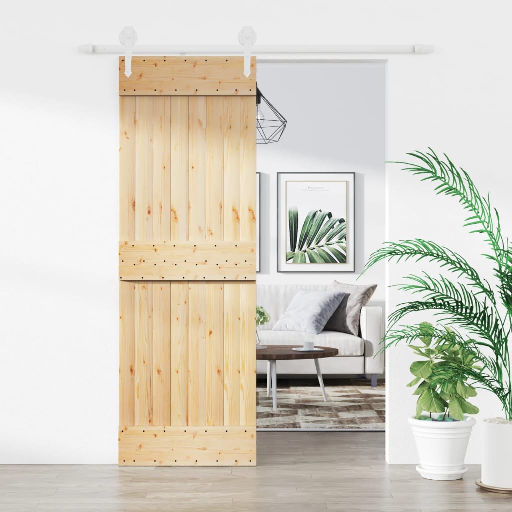 VidaXL Schiebetür mit Beschlägen 70x210 cm massives Kiefernholz