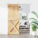 VidaXL Schiebetür mit Beschlägen 80x210 cm massives Kiefernholz