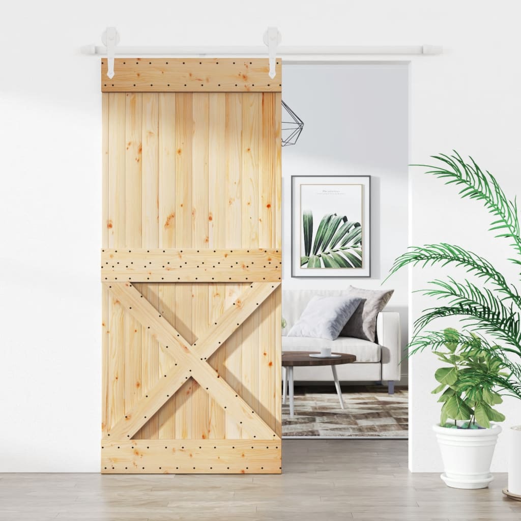 VidaXL Schiebetür mit Beschlägen 90x210 cm massives Kiefernholz