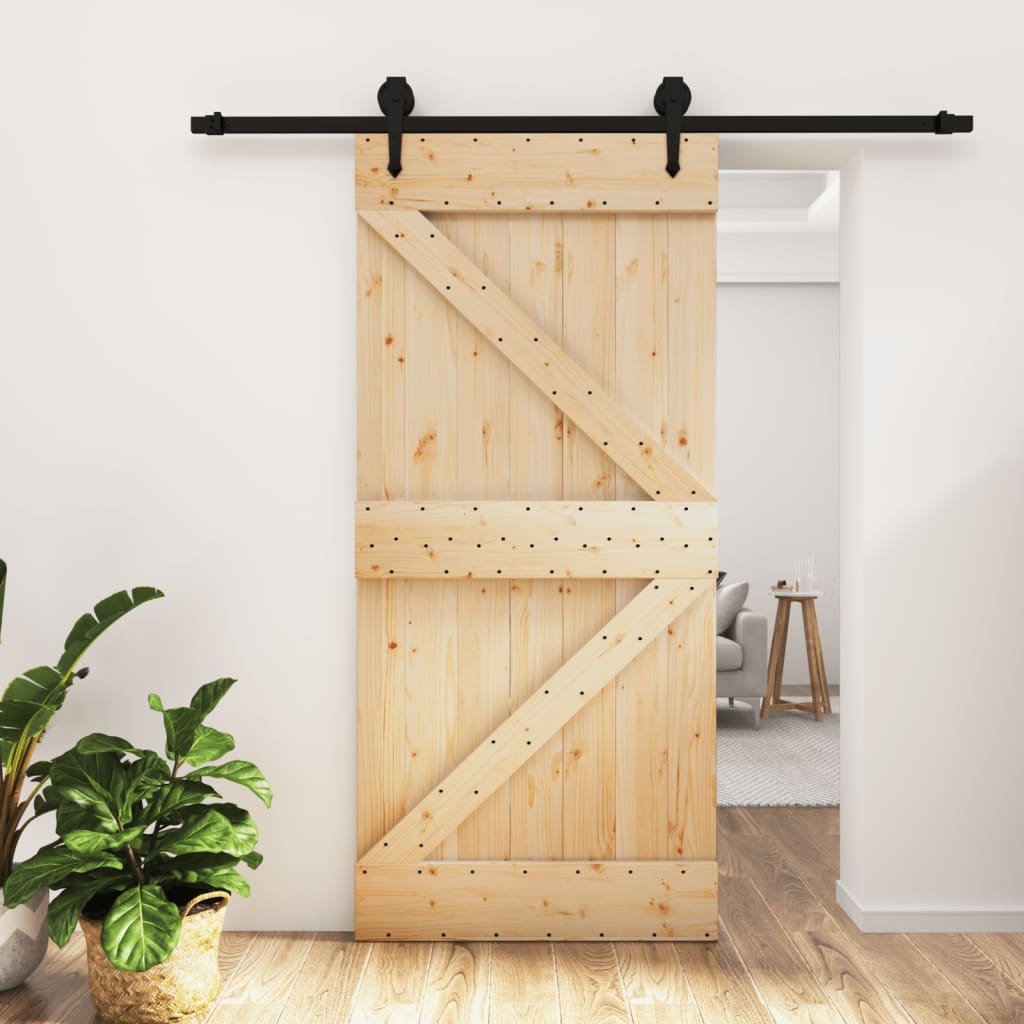 VidaXL Schiebetür mit Beschlägen 95x210 cm massives Kiefernholz