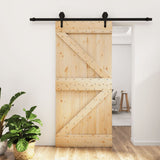 VidaXL Schiebetür mit Beschlägen 95x210 cm massives Kiefernholz
