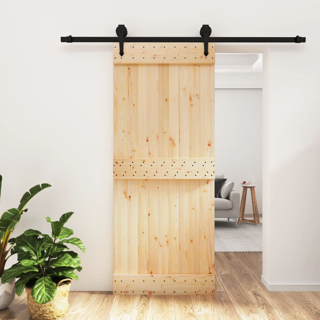 VidaXL Schiebetür mit Beschlägen 85x210 cm massives Kiefernholz
