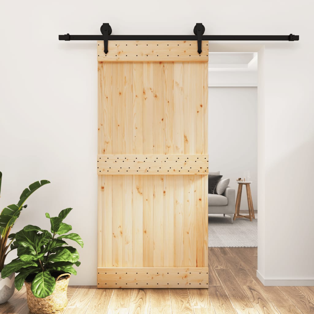 VidaXL Schiebetür mit Beschlägen 95x210 cm massives Kiefernholz