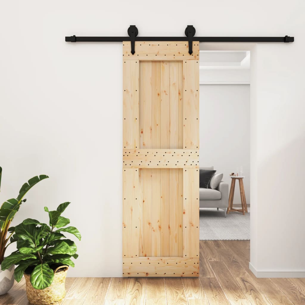 VidaXL Schiebetür mit Beschlägen 70x210 cm massives Kiefernholz