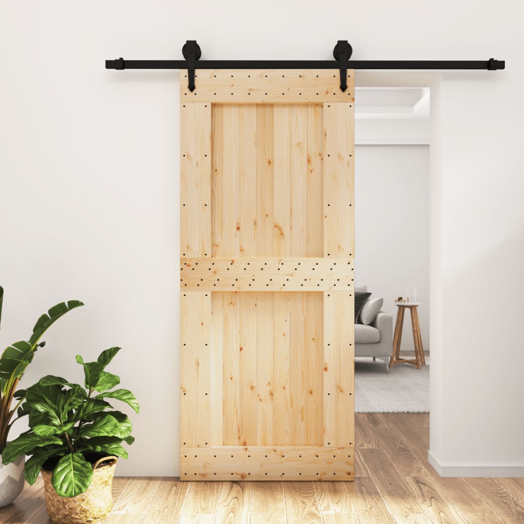 VidaXL Schiebetür mit Beschlägen 90x210 cm massives Kiefernholz