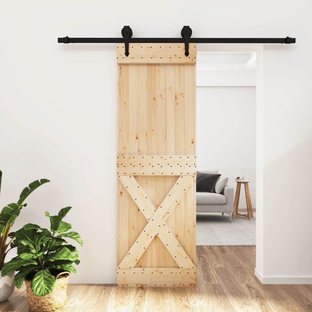 VidaXL Schiebetür mit Beschlägen 70x210 cm massives Kiefernholz