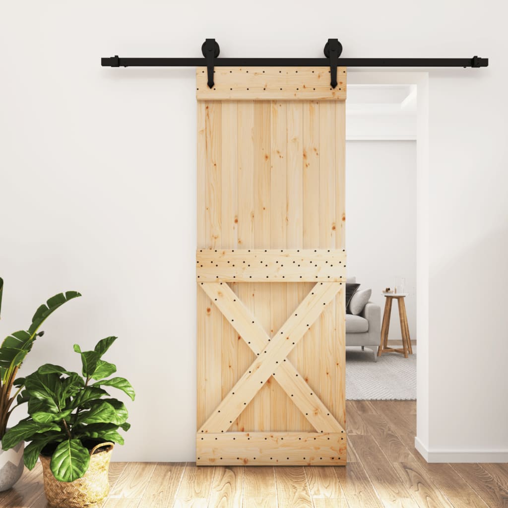 VidaXL Schiebetür mit Beschlägen 80x210 cm massives Kiefernholz