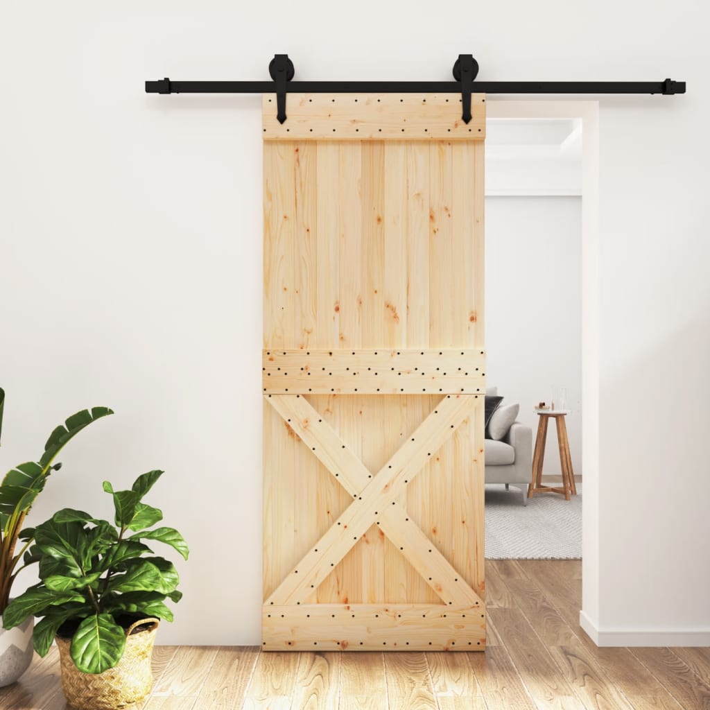 VidaXL Schiebetür mit Beschlägen 85x210 cm massives Kiefernholz