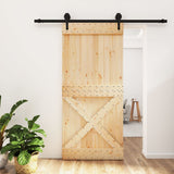 VidaXL Schiebetür mit Beschlägen 95x210 cm massives Kiefernholz