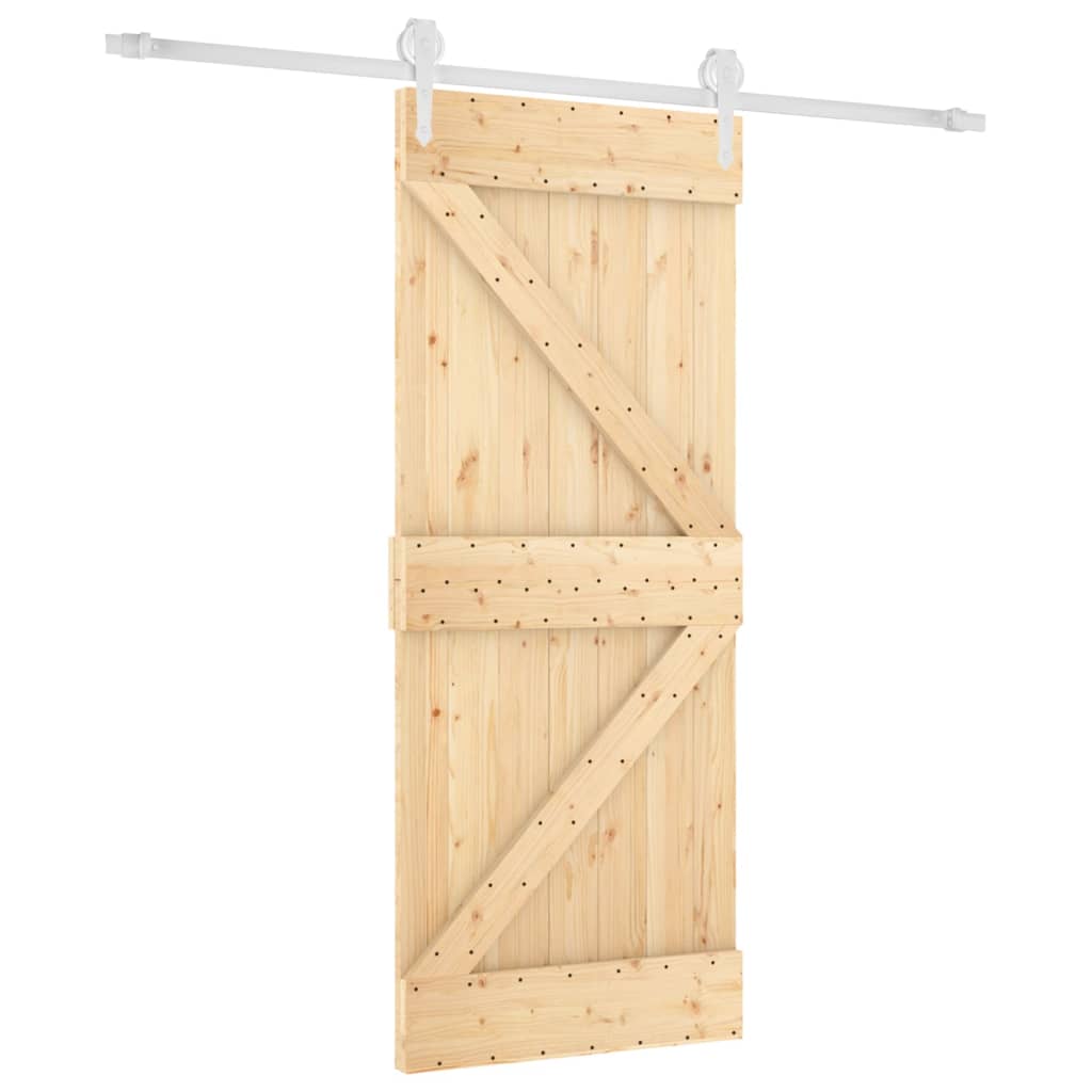 VidaXL Schiebetür mit Beschlägen 85x210 cm massives Kiefernholz
