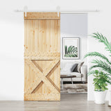 VidaXL Schiebetür mit Beschlägen 100x210 cm massives Kiefernholz