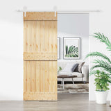 VidaXL Schiebetür mit Beschlägen 80x210 cm massives Kiefernholz