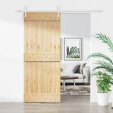 VidaXL Schiebetür mit Beschlägen 85x210 cm massives Kiefernholz