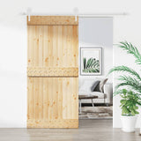 VidaXL Schiebetür mit Beschlägen 95x210 cm massives Kiefernholz