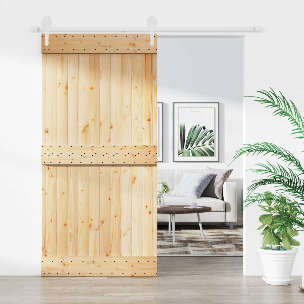 VidaXL Schiebetür mit Beschlägen 100x210 cm massives Kiefernholz