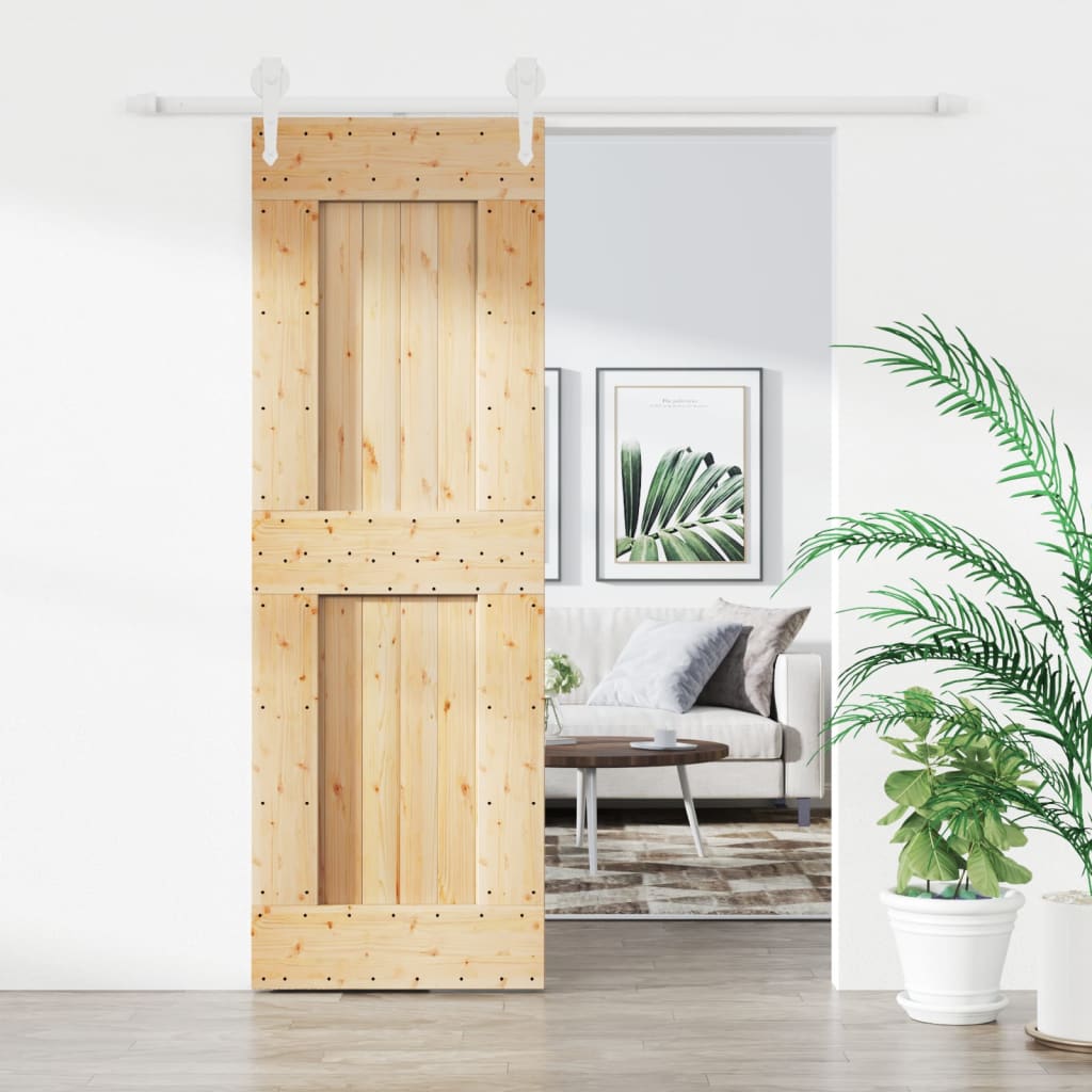 VidaXL Schiebetür mit Beschlägen 70x210 cm massives Kiefernholz