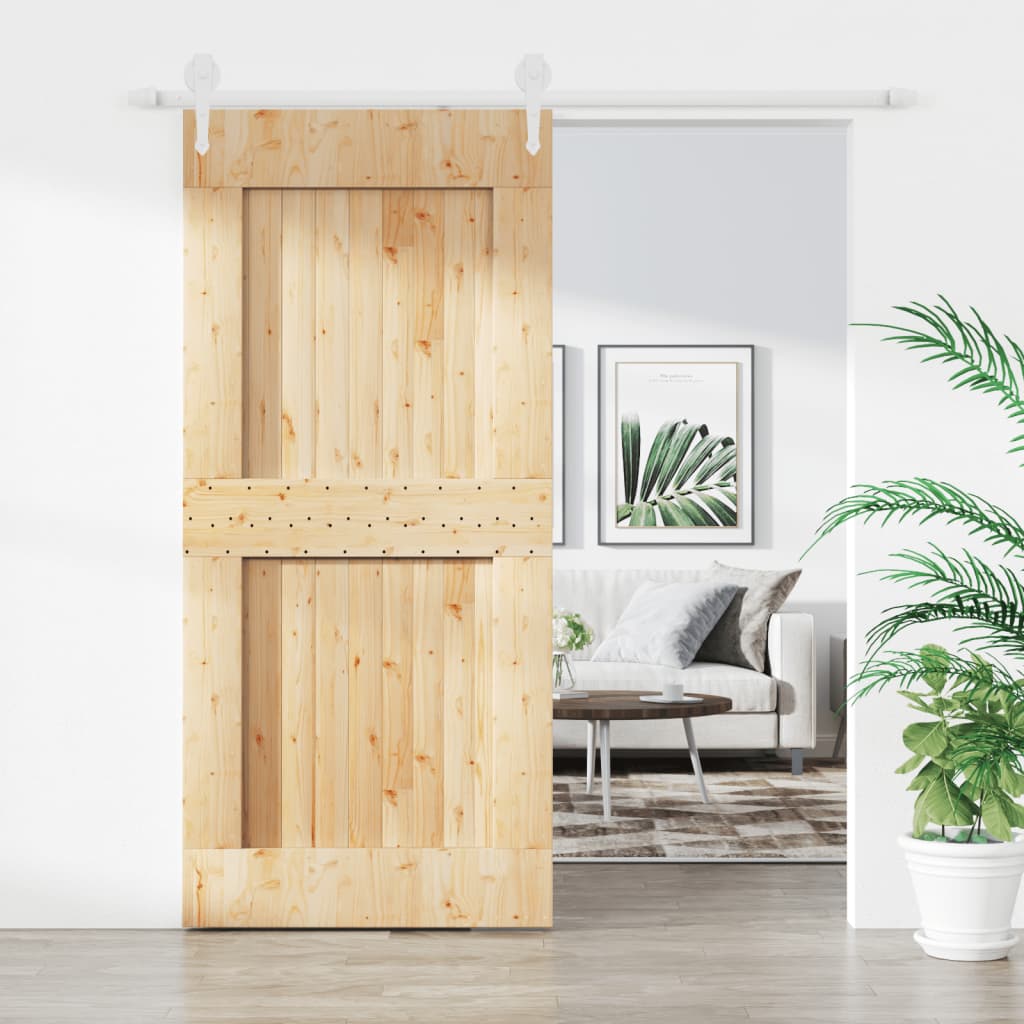VidaXL Schiebetür mit Beschlägen 100x210 cm massives Kiefernholz
