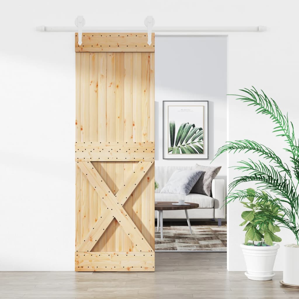 VidaXL Schiebetür mit Beschlägen 70x210 cm massives Kiefernholz