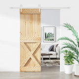 VidaXL Schiebetür mit Beschlägen 70x210 cm massives Kiefernholz
