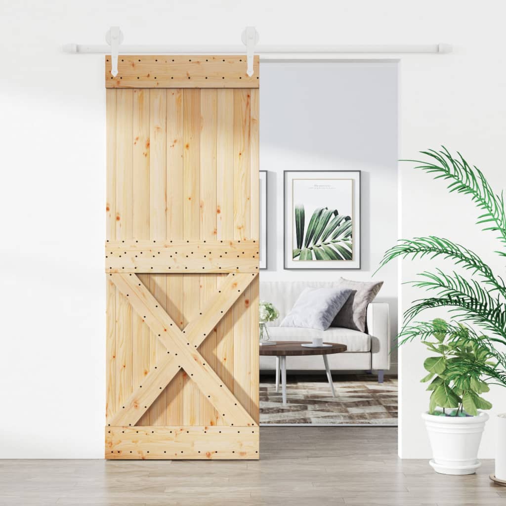 VidaXL Schiebetür mit Beschlägen 80x210 cm massives Kiefernholz