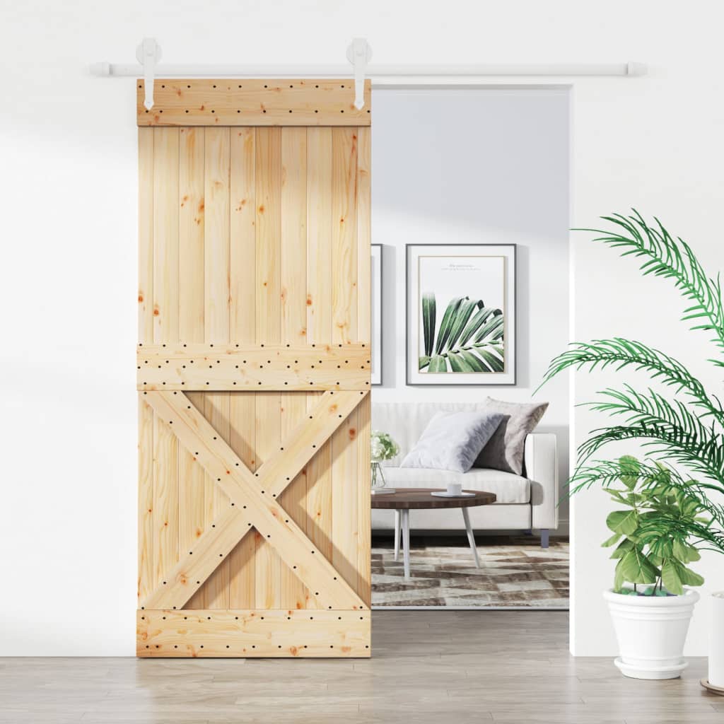 VidaXL Schiebetür mit Beschlägen 85x210 cm massives Kiefernholz