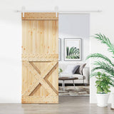 VidaXL Schiebetür mit Beschlägen 85x210 cm massives Kiefernholz