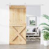 VidaXL Schiebetür mit Beschlägen 90x210 cm massives Kiefernholz