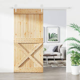 VidaXL Schiebetür mit Beschlägen 95x210 cm massives Kiefernholz