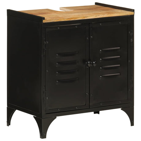 Vidaxl wastafelkast 55x35x60 cm ijzer en massief mangohout