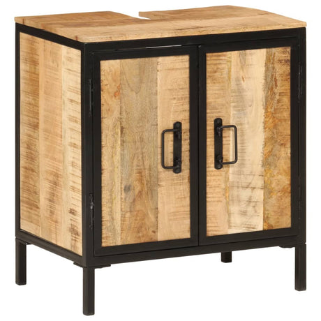 Vidaxl wastafelkast 55x35x60 cm massief mangohout en ijzer