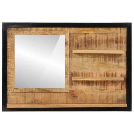 Vidaxx-Spiegel mit Regalen 80x8x55 cm aus Glas und massivem Mangoholz