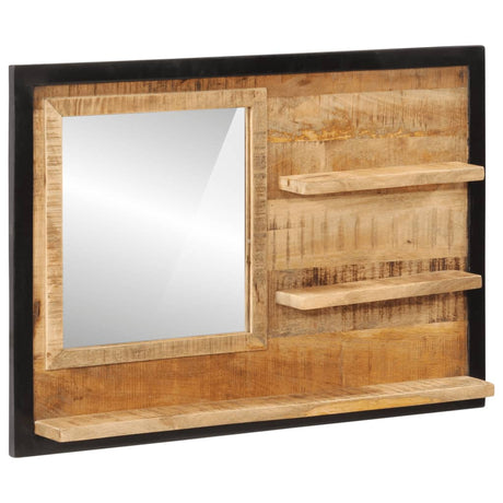 Vidaxx-Spiegel mit Regalen 80x8x55 cm aus Glas und massivem Mangoholz