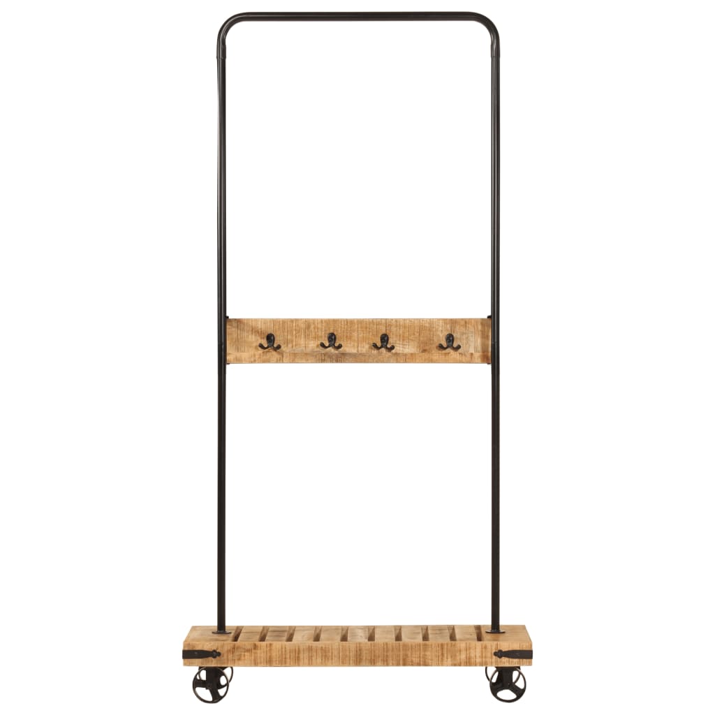 Vidaxx Kleiderständer mit Rollen 90x35x190 cm aus massivem Mangoholz und Eisen