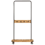 Vidaxx Kleiderständer mit Rollen 90x35x190 cm aus massivem Mangoholz und Eisen