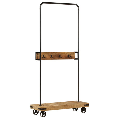 Vidaxx Kleiderständer mit Rollen 90x35x190 cm aus massivem Mangoholz und Eisen