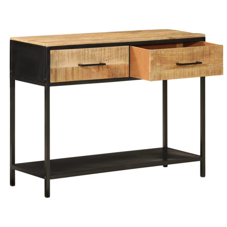 Vidaxl wandtafel 100x35x76 cm massief mangohout en ijzer
