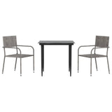 Vidaxl 3-delige tuinset poly rattan en staal grijs en zwart
