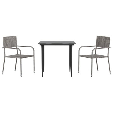 Vidaxl 3-delige tuinset poly rattan en staal grijs en zwart