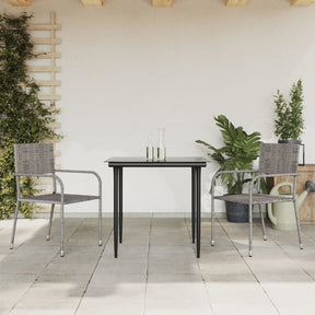 Vidaxl 3-delige tuinset poly rattan en staal grijs en zwart