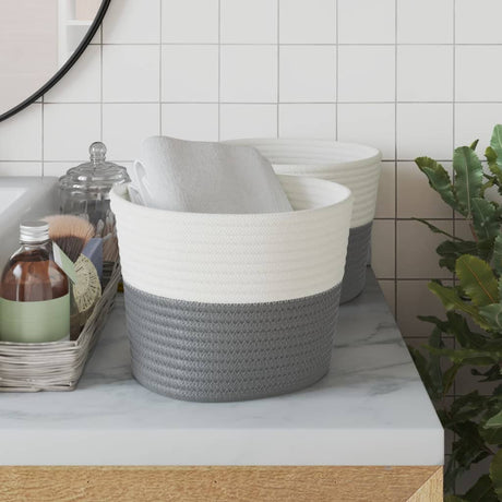 Vidaxx Aufbewahrungskörbe 2 Stück ø 24x18 cm Baumwolle grau und weiß