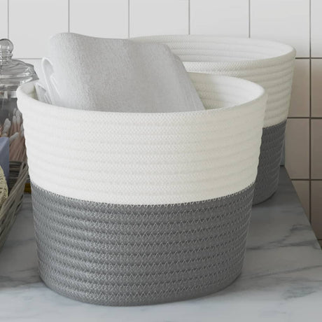 Vidaxx Aufbewahrungskörbe 2 Stück ø 24x18 cm Baumwolle grau und weiß