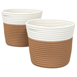 Vidaxx Aufbewahrungskörbe 2 Stück ø 24x18 cm Baumwolle braun und weiß