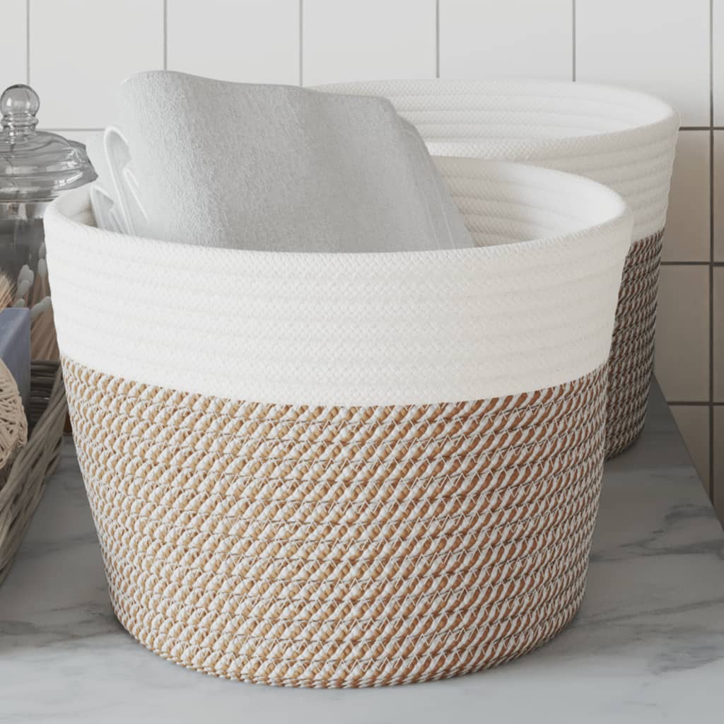 Vidaxx Aufbewahrungskörbe 2 Stück ø 24x18 cm Baumwolle braun und weiß