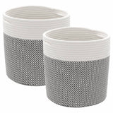 Vidaxx Aufbewahrungskörbe 2 Stück ø 28x28 cm Baumwolle grau und weiß