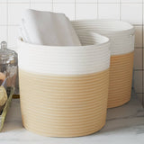 Vidaxx Aufbewahrungskörbe 2 Stück ø 28x28 cm Baumwolle Beige und Weiß