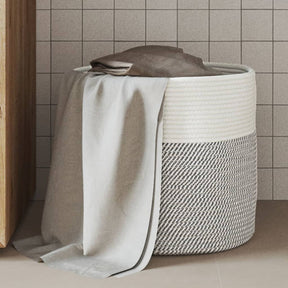 Vidaxx Aufbewahrungskorb ø 40x35 cm Baumwolle grau und weiß